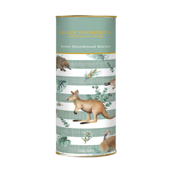 Valley Produce Company Pure Butter Shortbread Tube - Australian Animals (Green) 180g