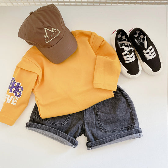 Kids Orange Sweatshirt Fake Two Piece