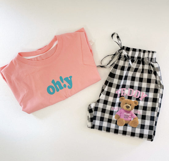 Girls’ Y Print Pink Short Sleeve T Shirt