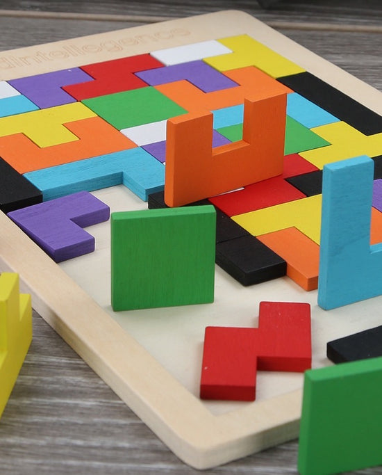 Colorful 3D Wooden Russian Blocks Puzzle For Kids