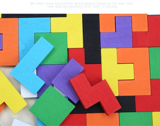 Colorful 3D Wooden Russian Blocks Puzzle For Kids