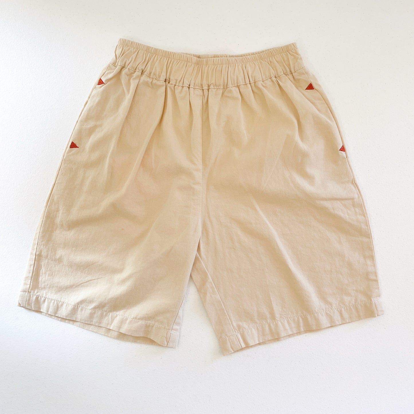 Cream-Colored Cotton Shorts