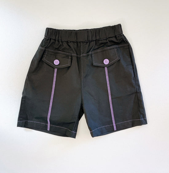 Boy's Purple Letter T-Shirt with Black Shorts Set