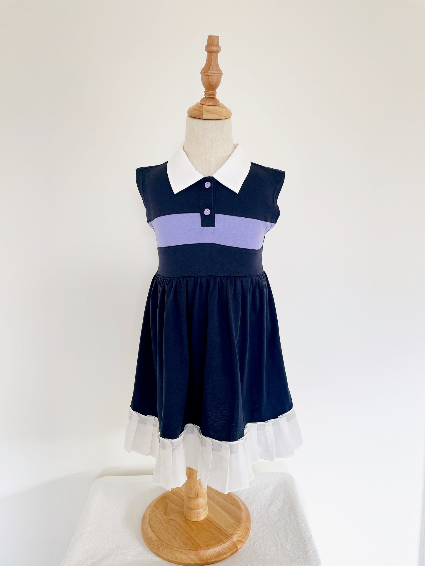 Girls Striped Polo Sleeveless Dress