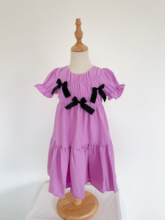 Girls' Purple Bow Tie Dress