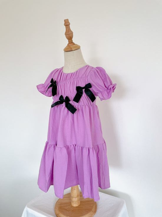 Girls' Purple Bow Tie Dress