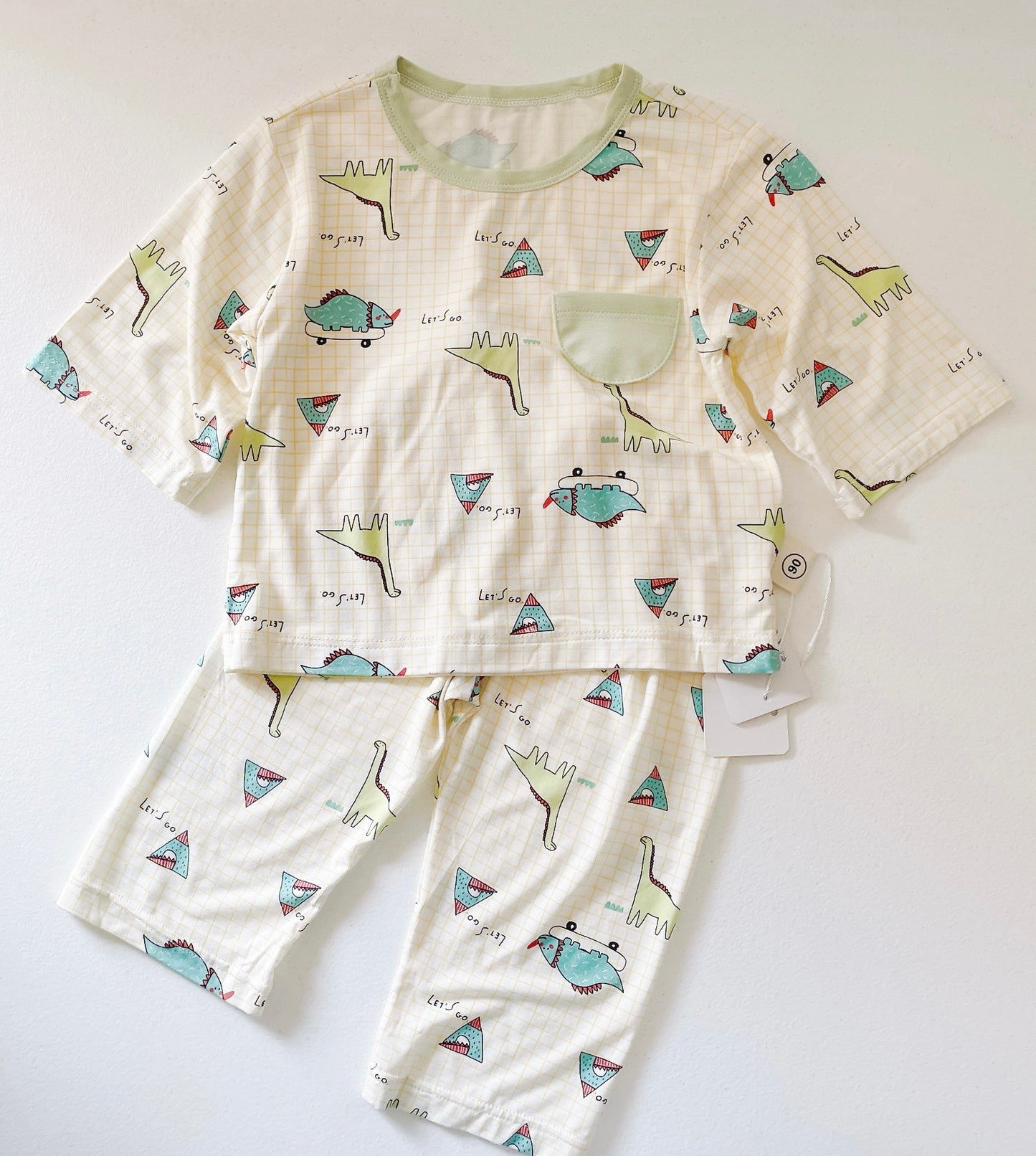 Kids Pajamas Set - Dinosaur Yellow