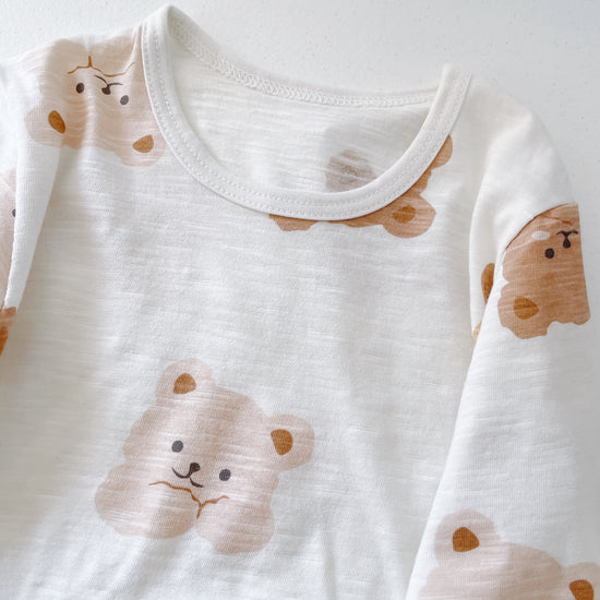 Kids Summer Pajamas Set- Bear Print Short Sleeves Top & Short Pants