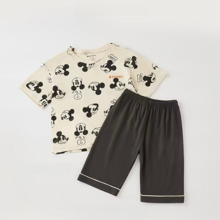 Kids Summer Pajamas Black Tony - Mickey Set