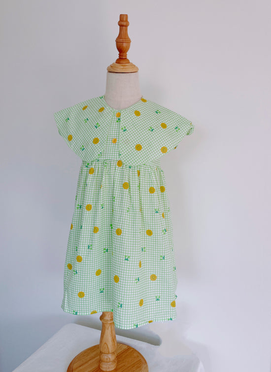 Girls Summer Lattice Dress Light Green