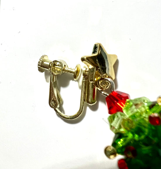 Christmas Tree Earrings clip on