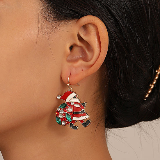 Christmas Diamante Santa Earrings