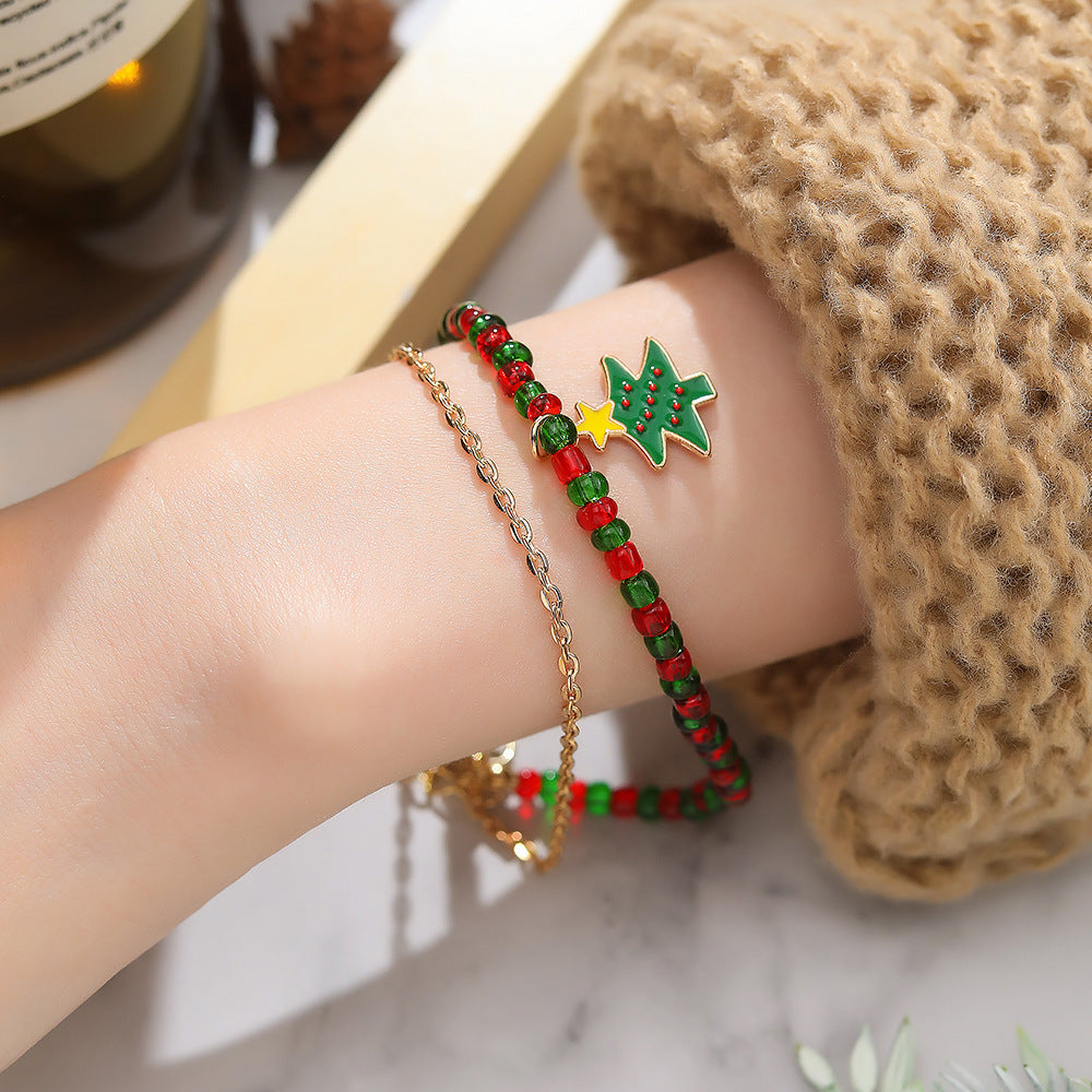 Christmas Beads Bracelets with Pandent