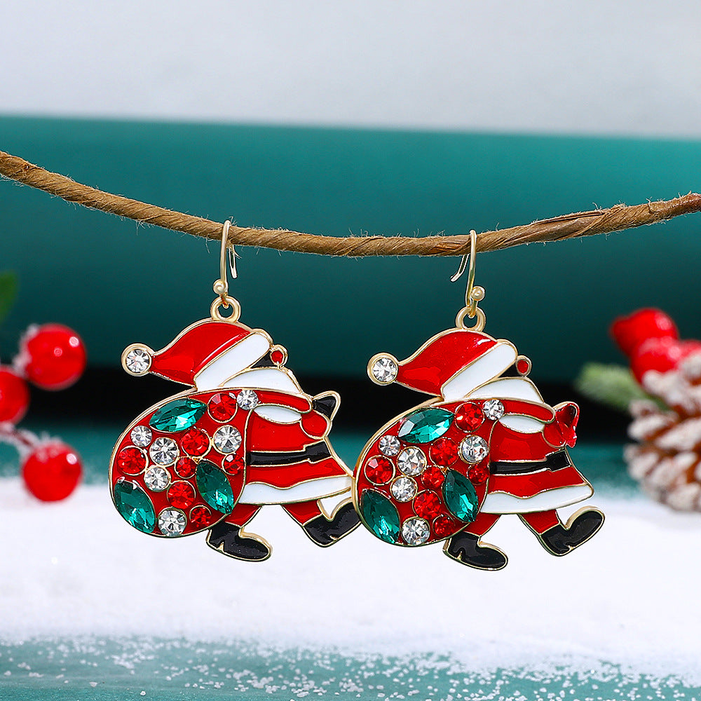 Christmas Diamante Santa Earrings