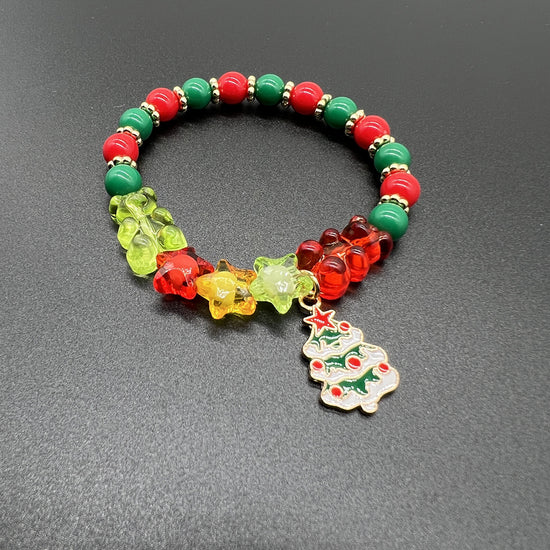 Christmas Mixed Bead & xmas Pendant Bracelet