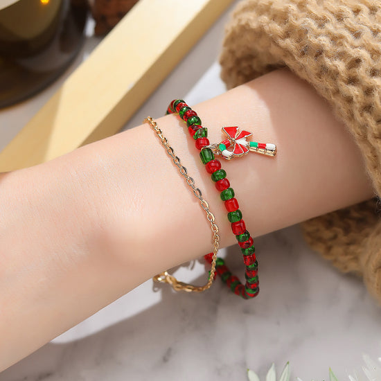 Christmas Beads Bracelets with Pandent