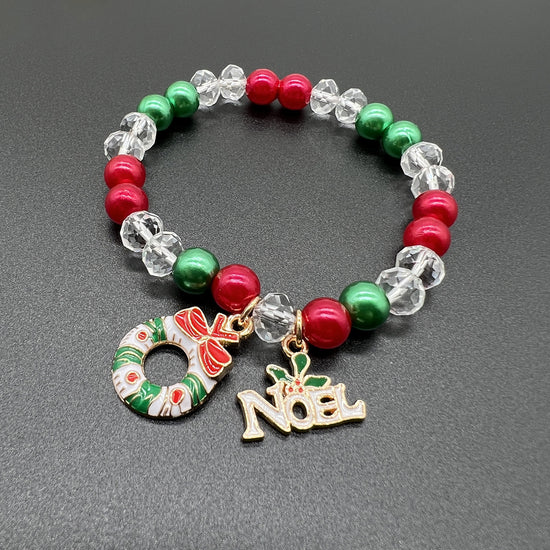 Christmas Mixed Bead & xmas Pendant Bracelet