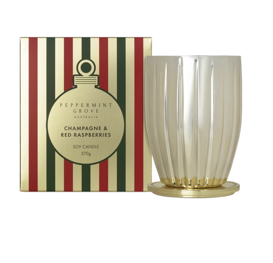 Peppermint Grove Australia Christmas Champagne & Red Raspberries Large Soy Candle 370g