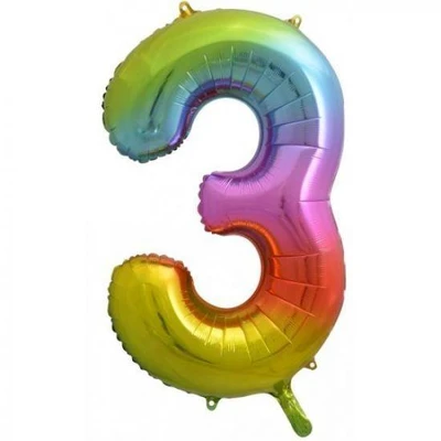 Giant Numbers Rainbow 86cm Helium Balloon