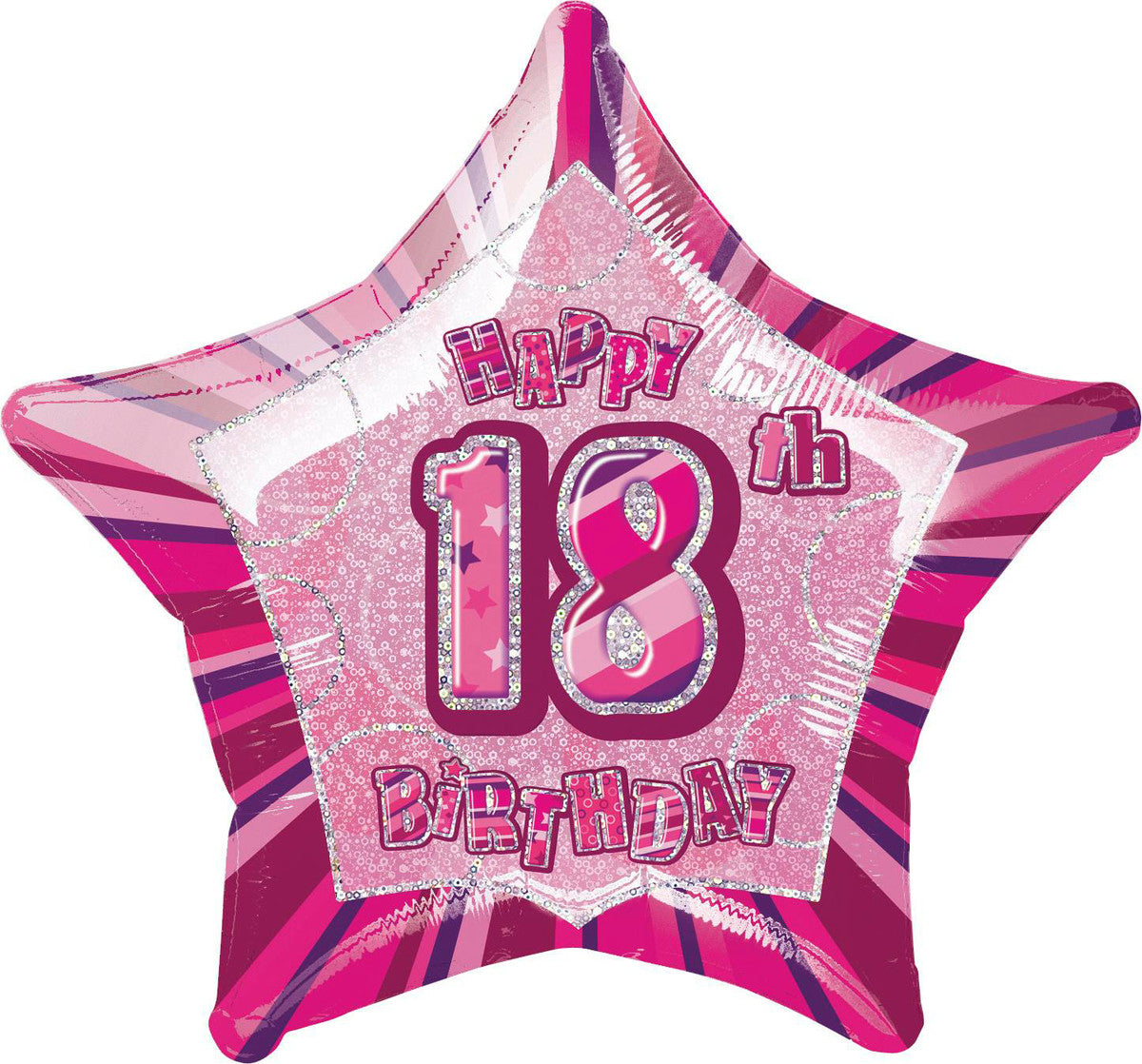 HAPPY BIRTHDAY  18TH STAR 50CM (20") GLITZ PINK