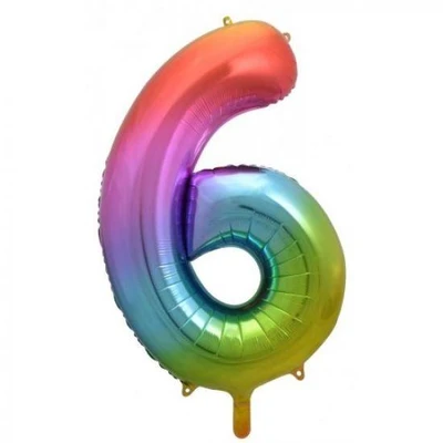 Giant Numbers Rainbow 86cm Helium Balloon