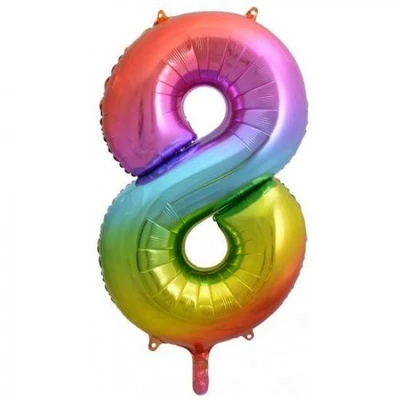 Giant Numbers Rainbow 86cm Helium Balloon