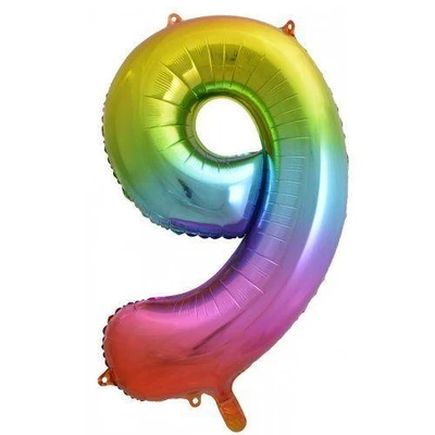 Giant Numbers Rainbow 86cm Helium Balloon