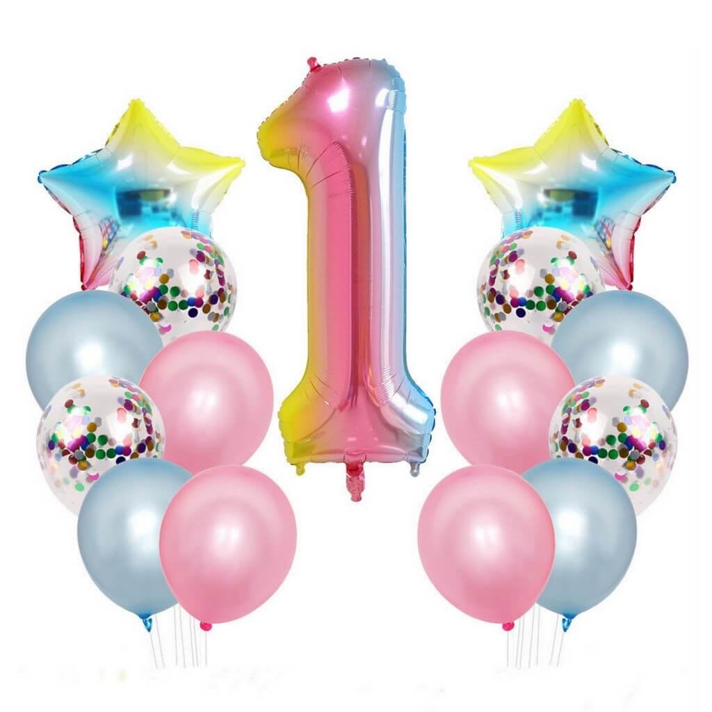 1ST BIRTHDAY RAINBOW FOIL BALLOON ARRANGEMENT