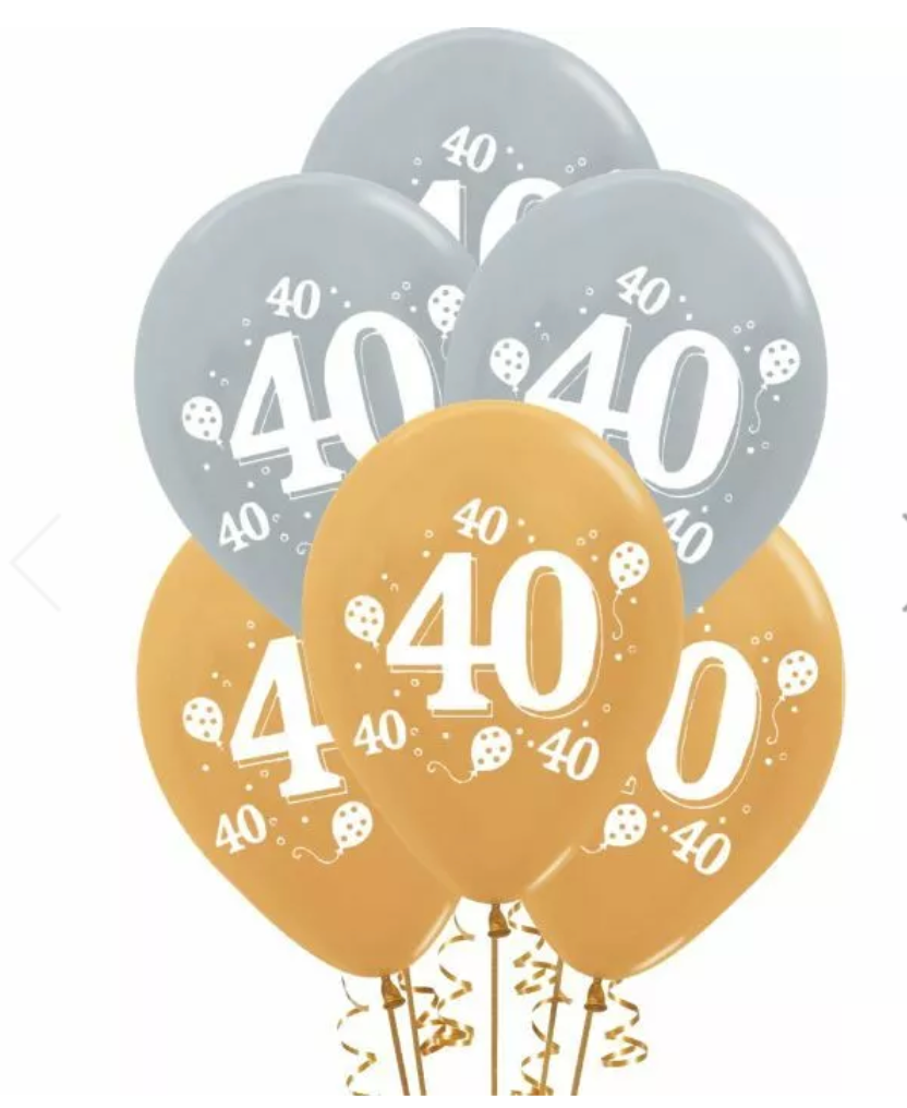 SILVER & GOLD 40TH PARTY BALLOONS (10PACK)